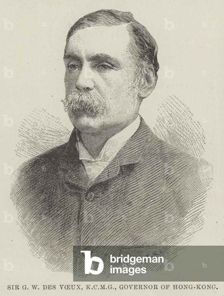 Sir G W Des Voeux, KCMG, Governor of Hong-Kong (engraving)