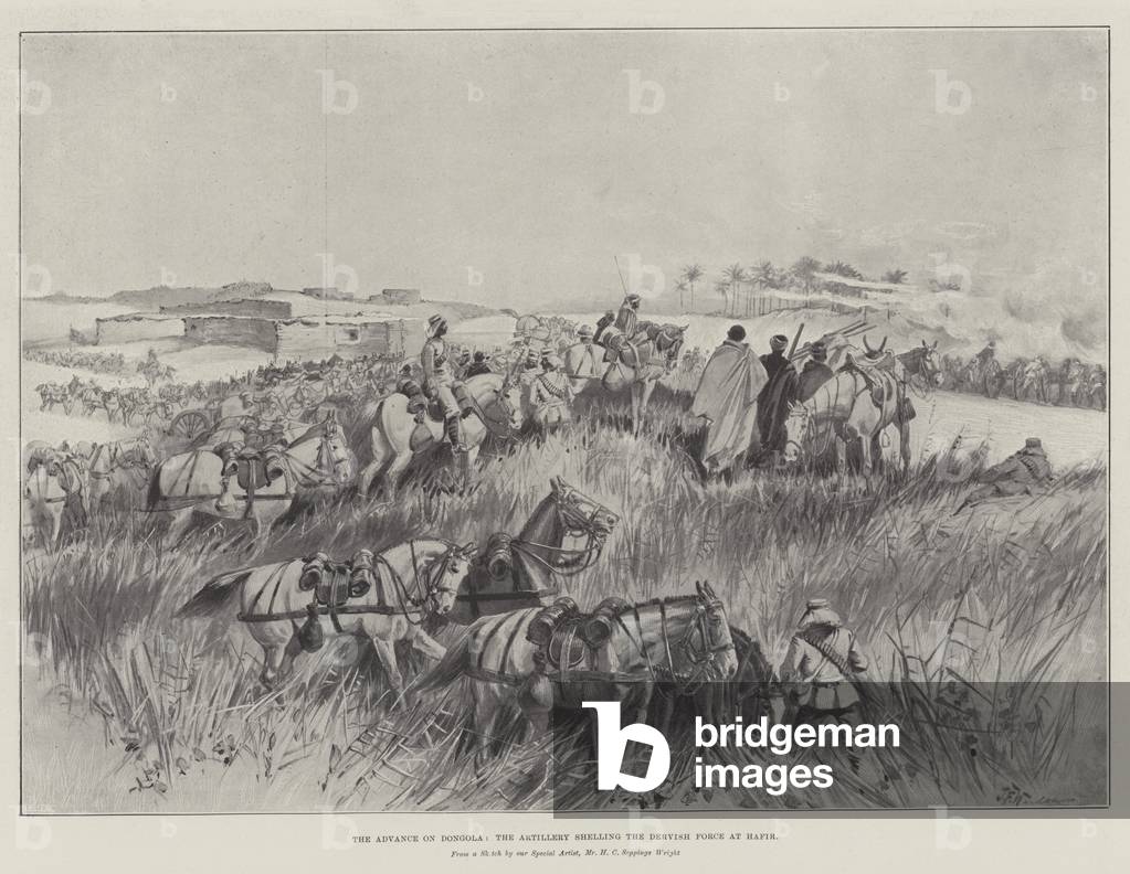 The Advance on Dongola, the Artillery shelling the Dervish Force at Hafir (litho)