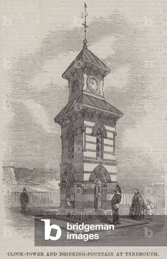 Clock-Tower and Drinking-Fountain at Tynemouth (engraving)
