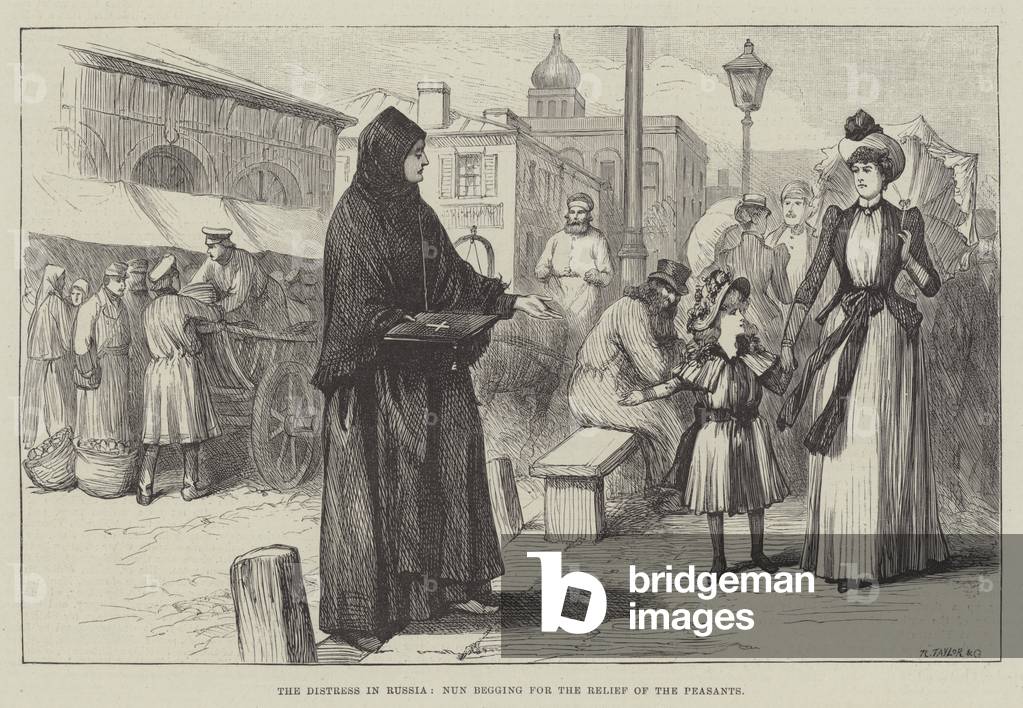 The Distress in Russia, Nun begging for the Relief of the Peasants (engraving)