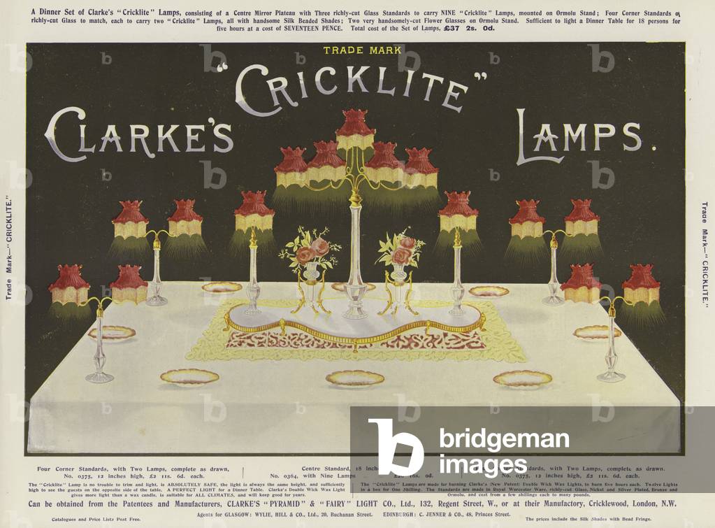 Advertisement, Clarke's Cricklite Lamps (chromolitho)