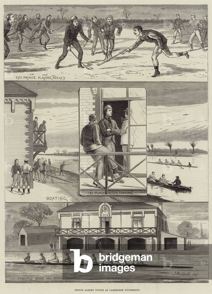 Prince Albert Victor at Cambridge University (engraving)