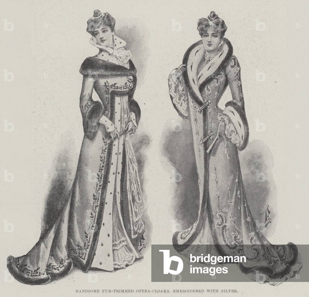 Handsome Fur-Trimmed Opera-Cloaks, embroidered with Silver (litho)