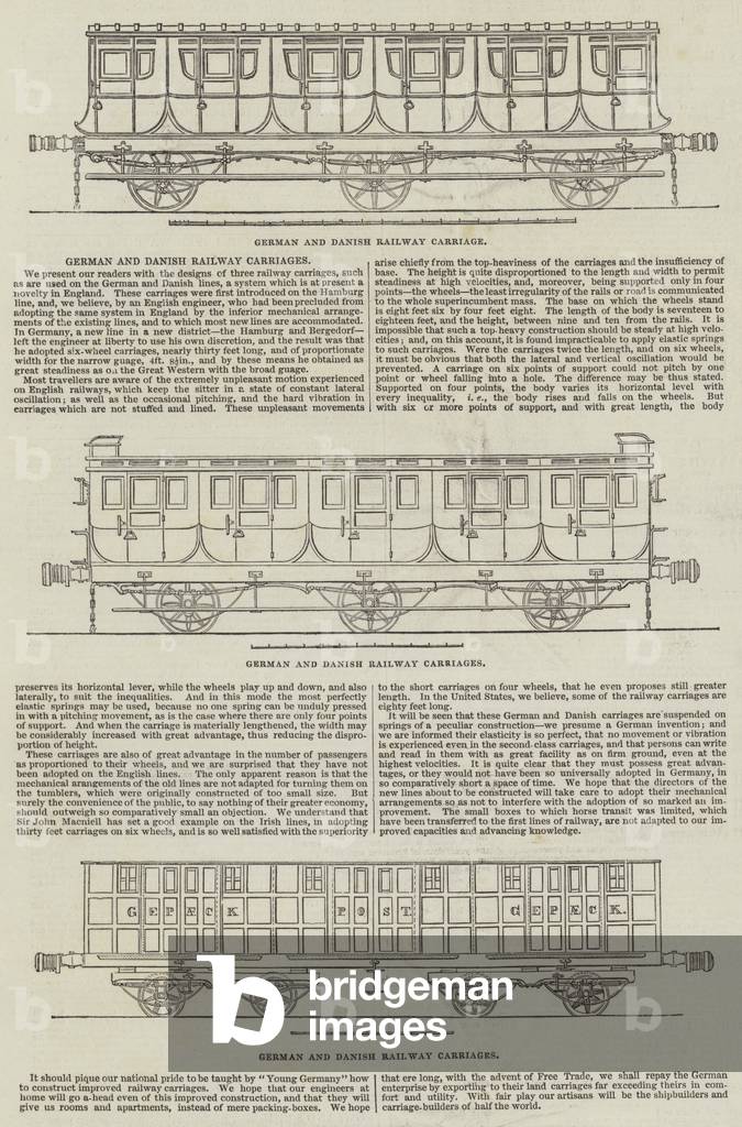 German and Danish Railway Carriages (engraving)