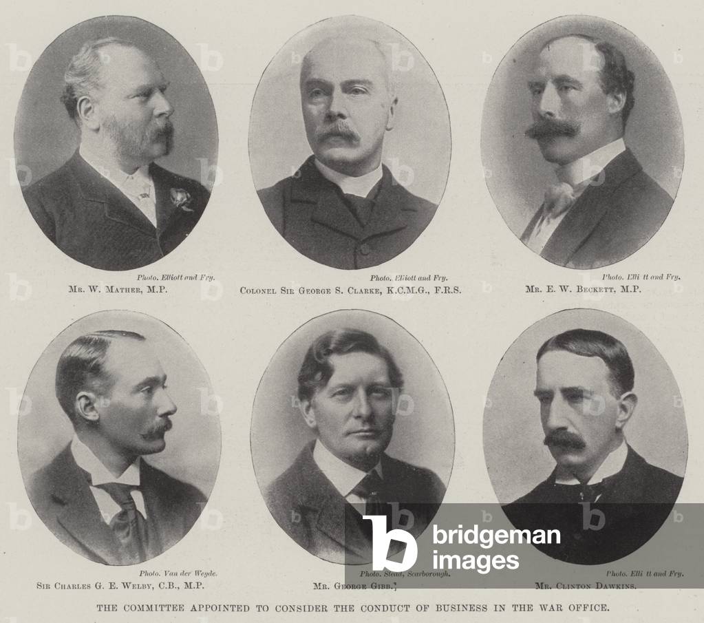 The Committee appointed to consider the Conduct of Business in the War Office (b/w photo)