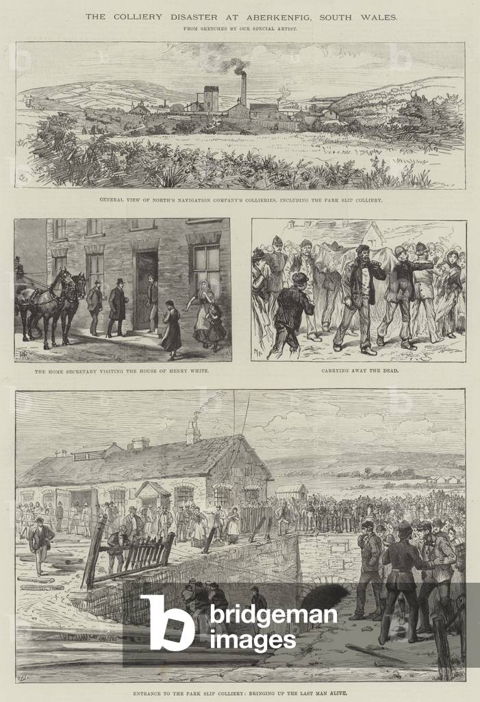 The Colliery Disaster at Aberkenfig, South Wales (engraving)