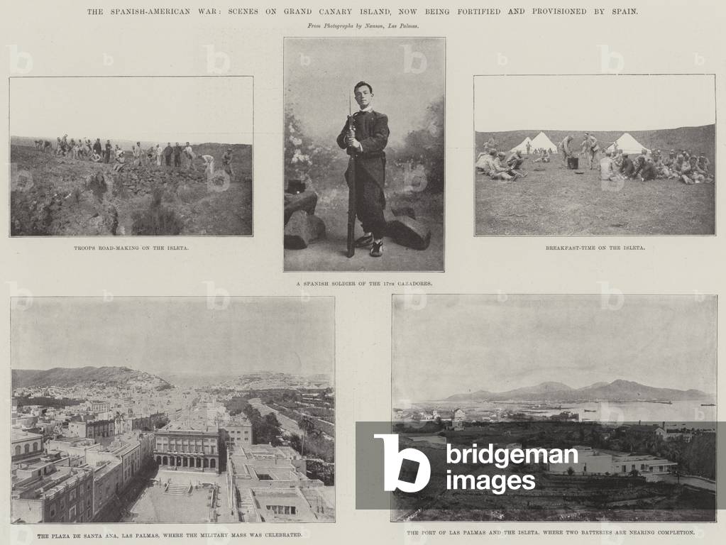 The Spanish-American War, Scenes on Grand Canary Island, now being fortified and provisioned by Spain (b/w photo)
