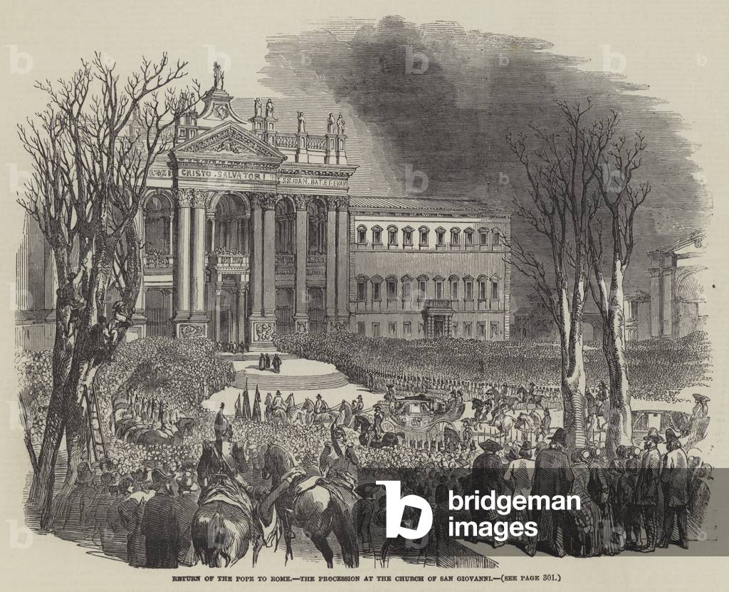 Return of the Pope to Rome, the Procession at the Church of San Giovanni (engraving)