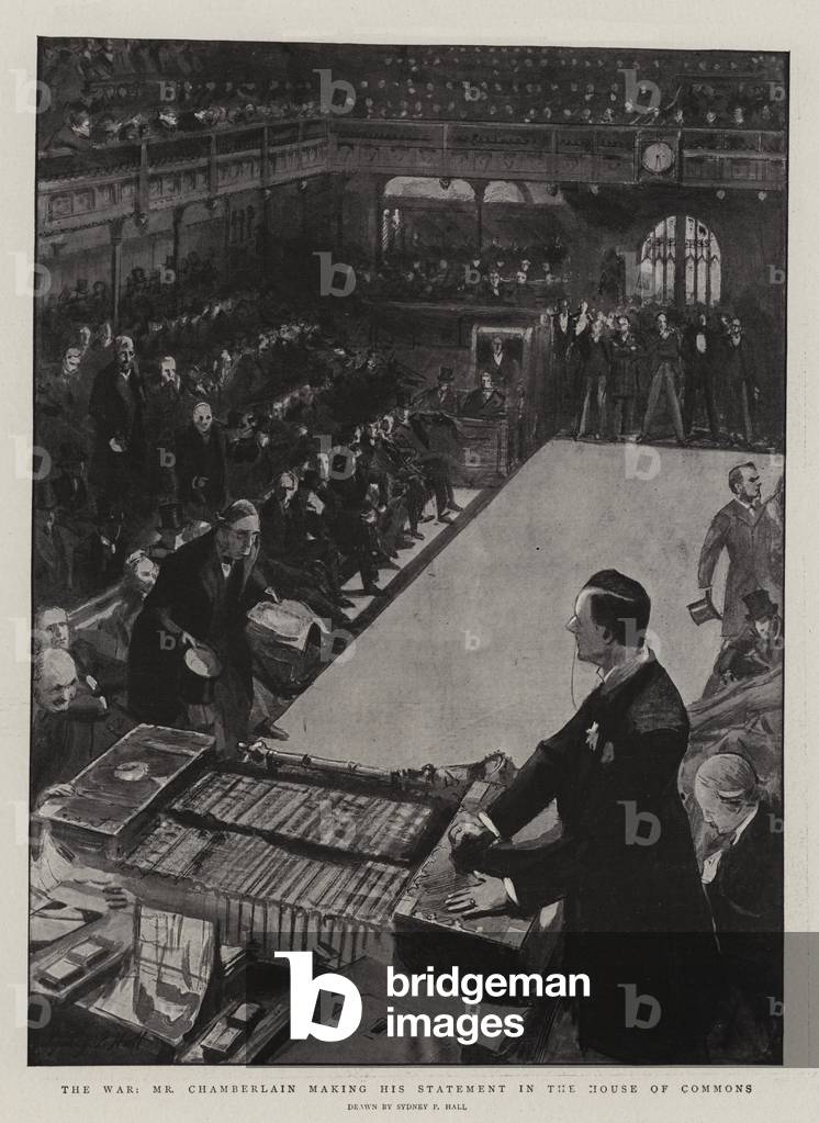 The War, Mr Chamberlain making his Statement in the House of Commons (litho)