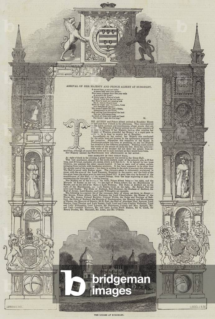 Arrival of Her Majesty and Prince Albert at Burghley (engraving)