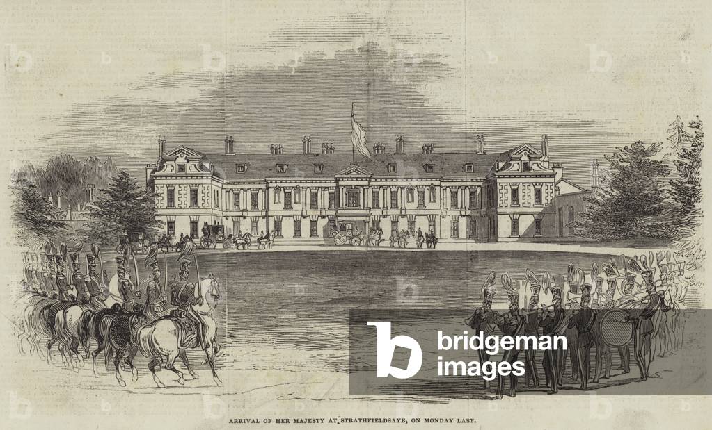 Arrival of Her Majesty at Strathfieldsaye, on Monday Last (engraving)