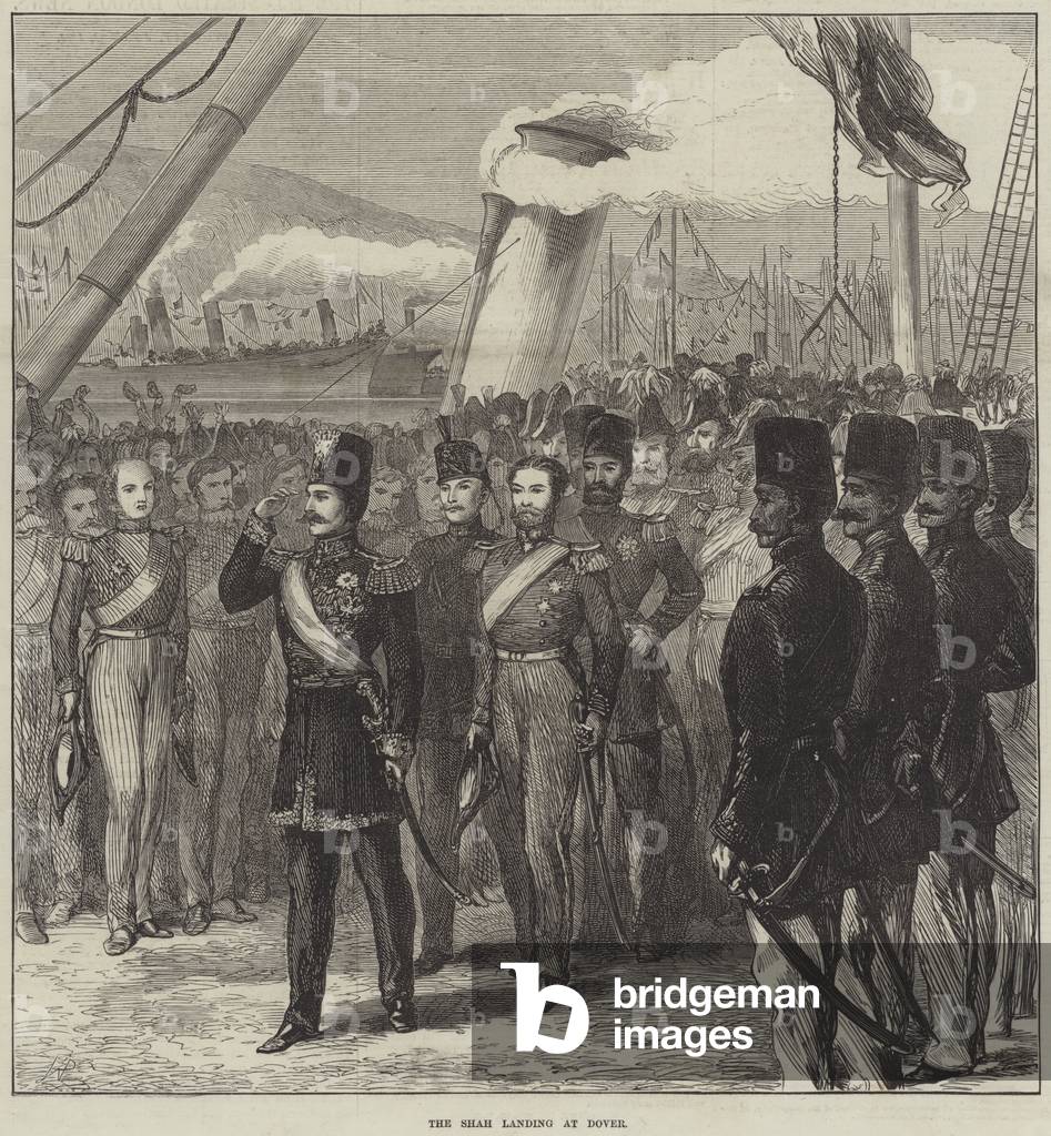 The Shah landing at Dover (engraving)