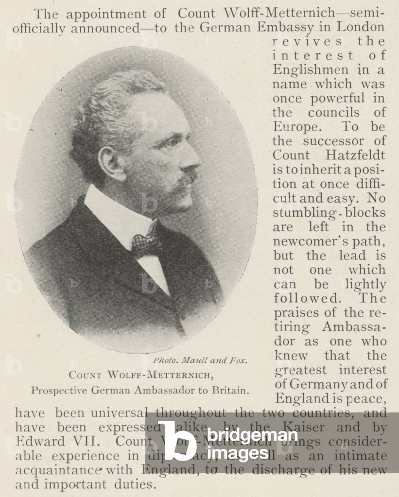 Count Wolff-Metternich, Prospective German Ambassador to Britain (b/w photo)