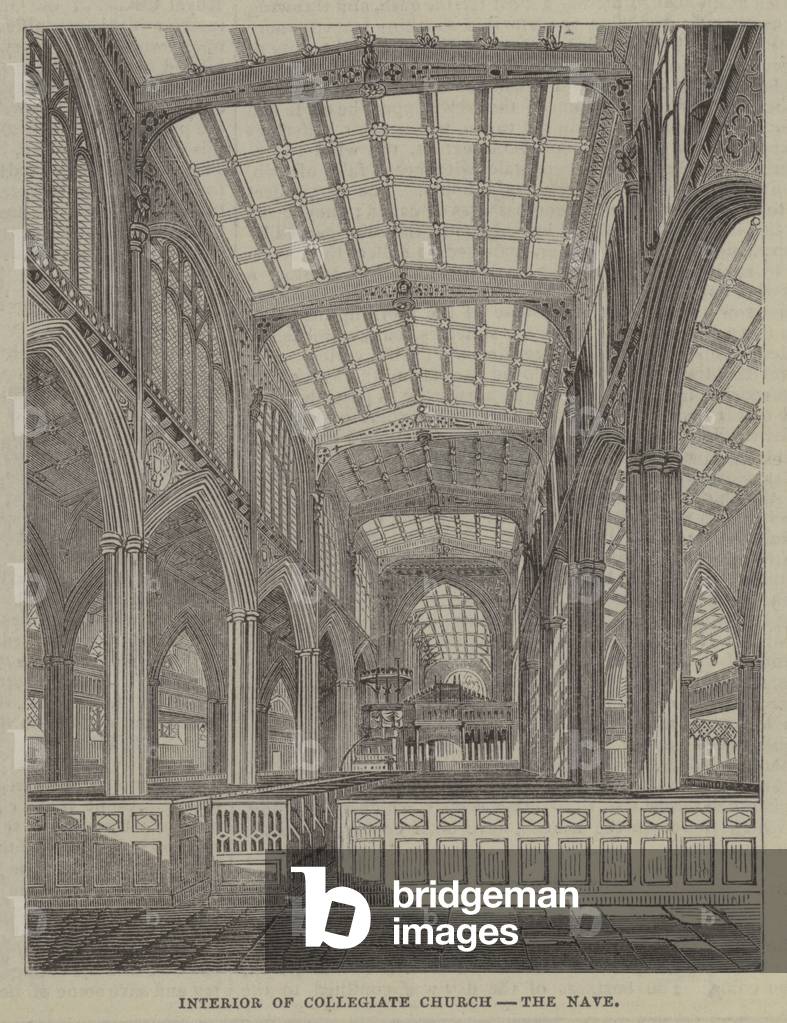 Interior of Collegiate Church, the Nave (engraving)
