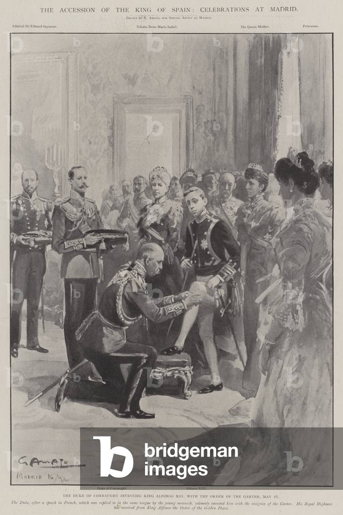 The Accession of the King of Spain, Celebrations at Madrid (litho)