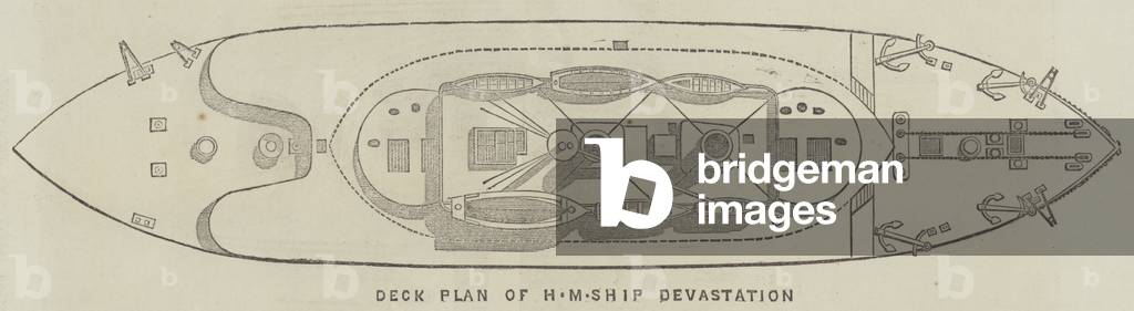 Deck Plan of HM Ship Devastation (engraving)