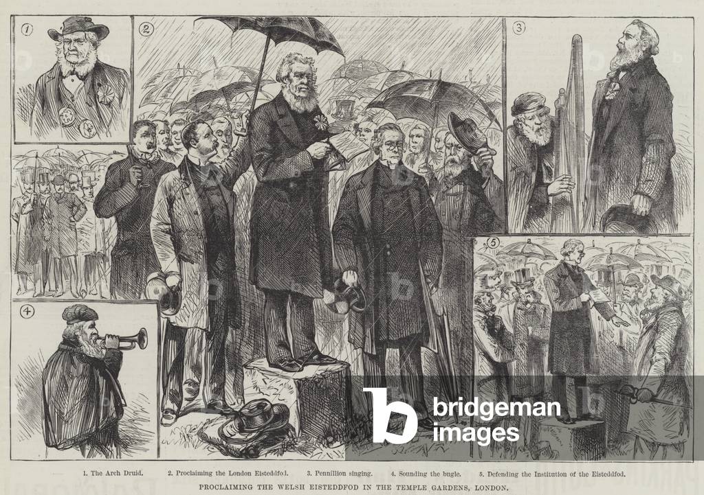 Proclaiming the Welsh Eisteddfod in the Temple Gardens, London (engraving)