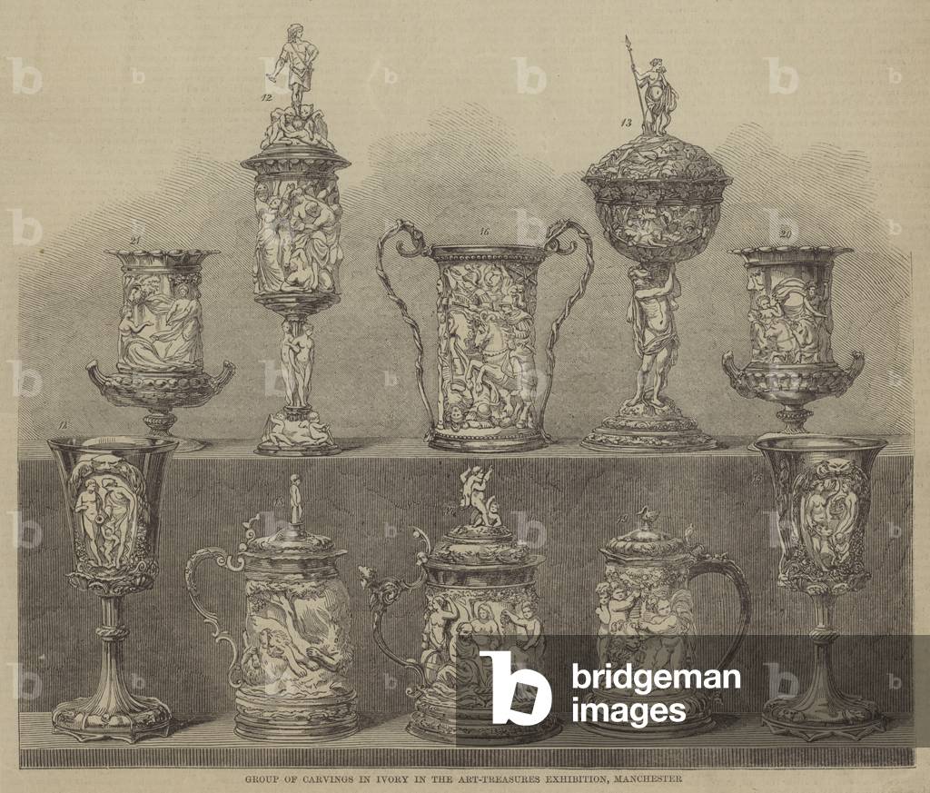 Group of Carvings in Ivory in the Art-Treasures Exhibition, Manchester (engraving)