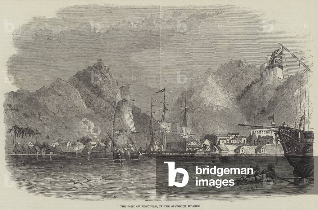 The Port of Honolulu, in the Sandwich Islands (engraving)