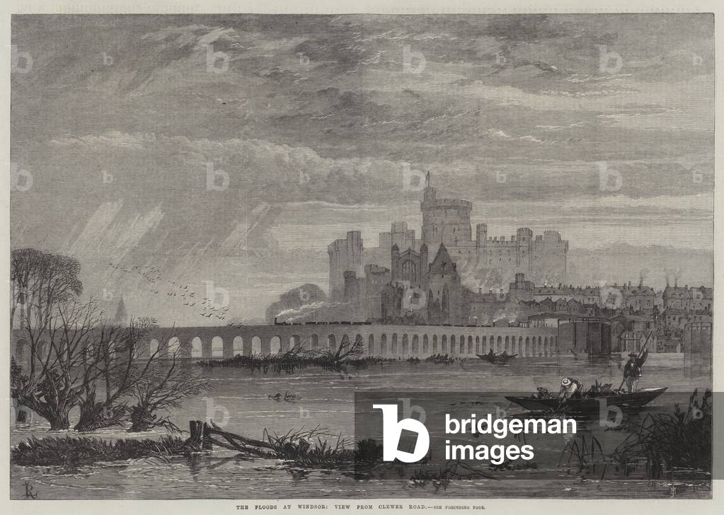 The Floods at Windsor, View from Clewer Road (engraving)