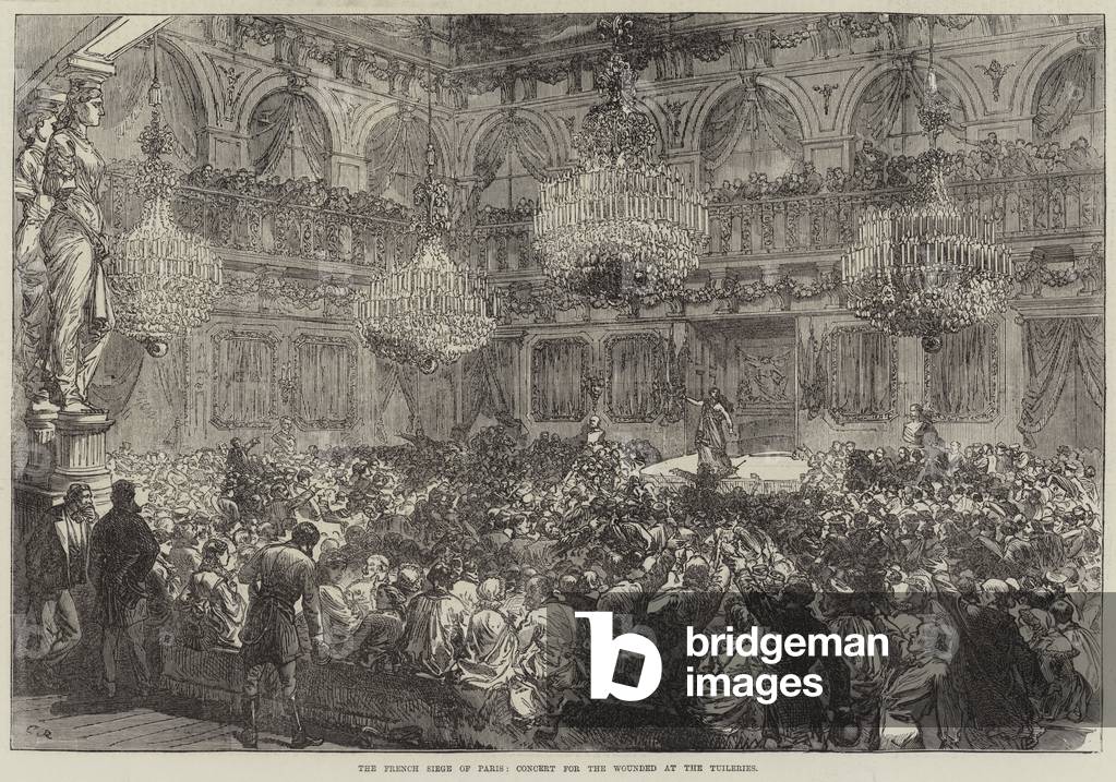 The French Siege of Paris, Concert for the Wounded at the Tuileries (engraving)