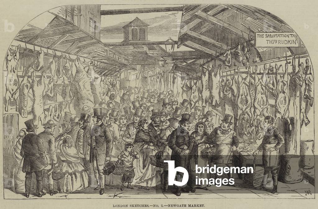 London Sketches, Newgate Market (engraving)