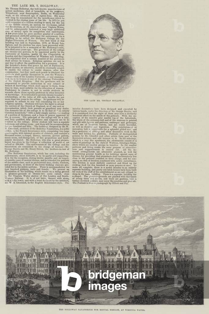 The late Mr T Holloway (engraving)