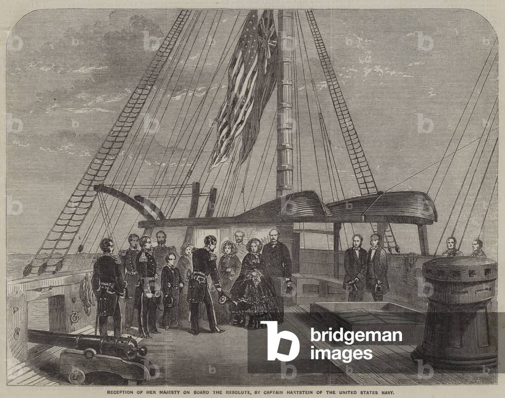 Reception of Her Majesty on Board the Resolute, by Captain Hartstein of the United States Navy (engraving)