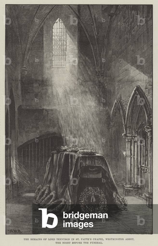 The Remains of Lord Tennyson in St Faith's Chapel, Westminster Abbey, the Night before the Funeral (engraving)