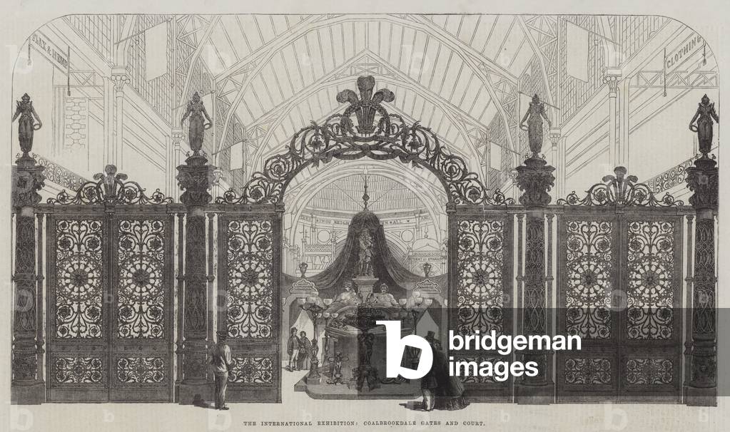 The International Exhibition, Coalbrookdale Gates and Court (engraving)