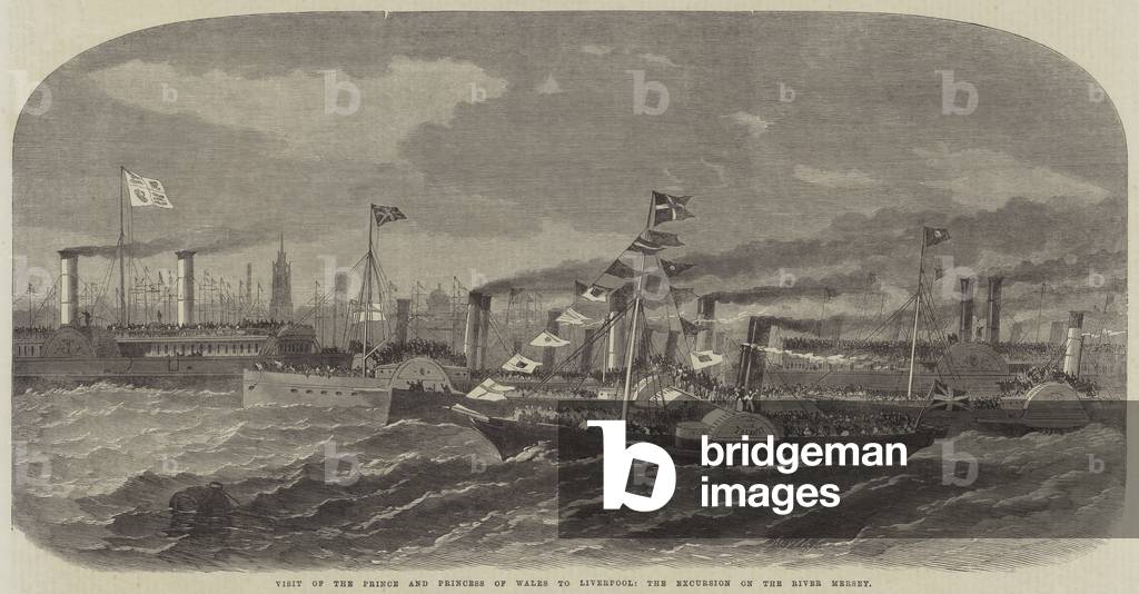Visit of the Prince and Princess of Wales to Liverpool, the Excursion on the River Mersey (engraving)