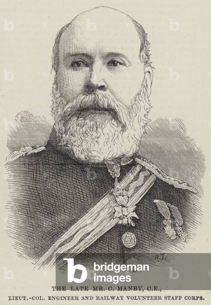 The late Mr C Manby, CE, Lieutenant Colonel Engineer and Railway Volunteer Staff Corps (engraving)