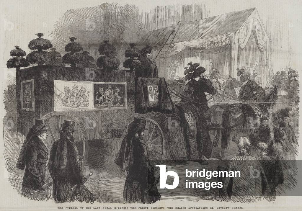 The Funeral of His late Royal Highness the Prince Consort, the Hearse approaching St George's Chapel (engraving)