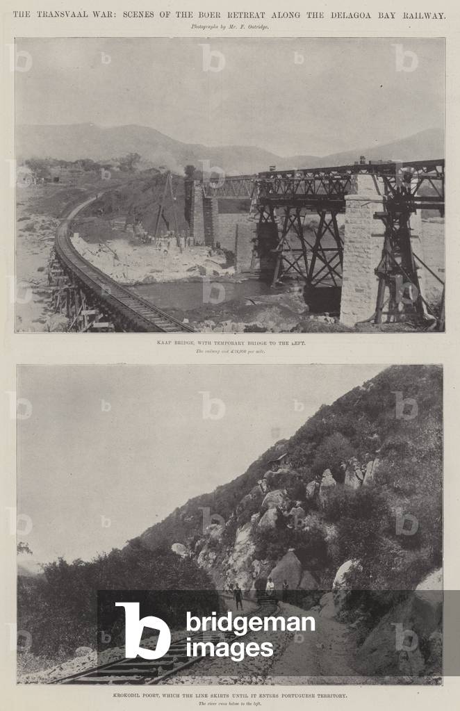 The Transvaal War, Scenes of the Boer Retreat along the Delagoa Bay Railway (b/w photo)