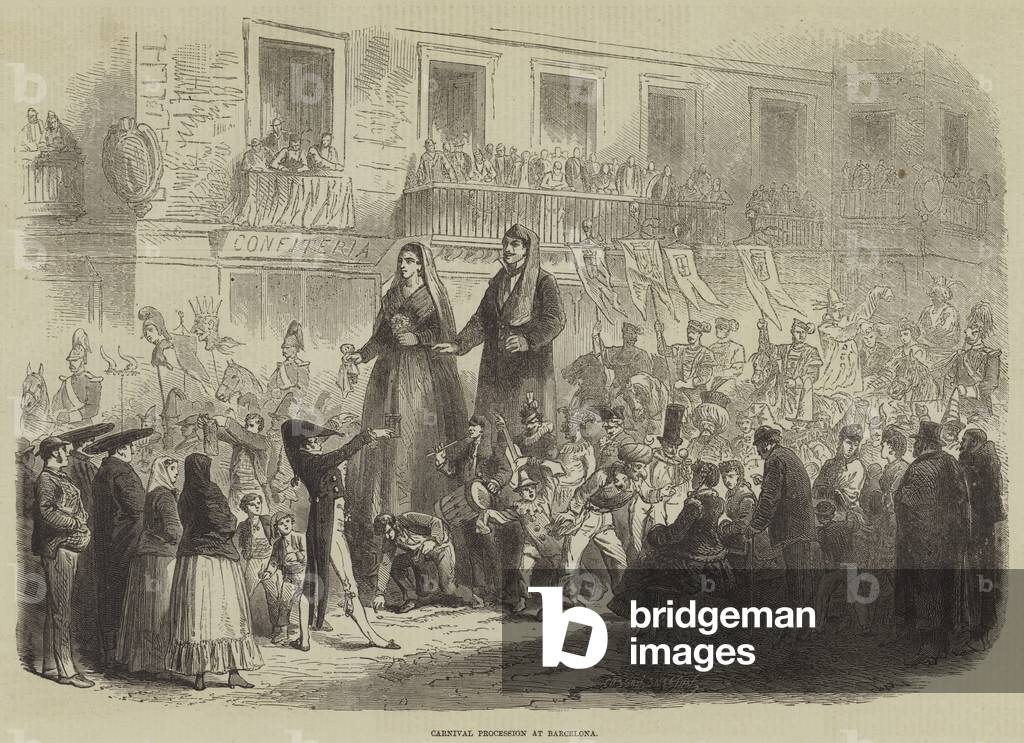 Carnival Procession at Barcelona (engraving)