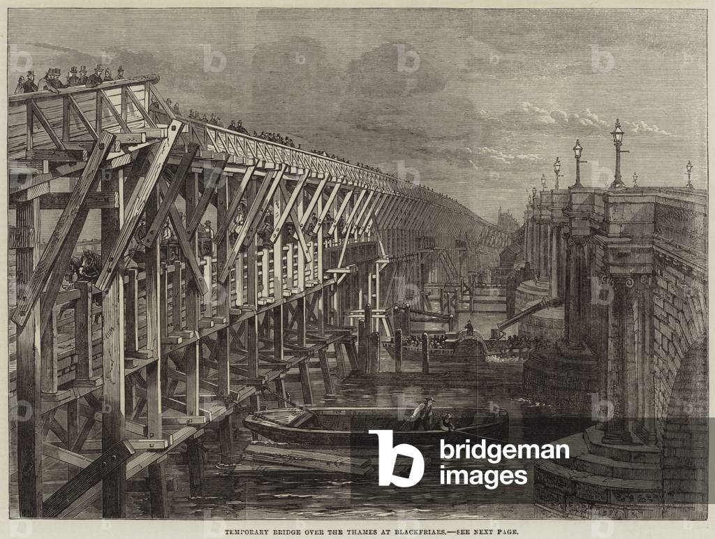 Temporary Bridge over the Thames at Blackfriars (engraving)