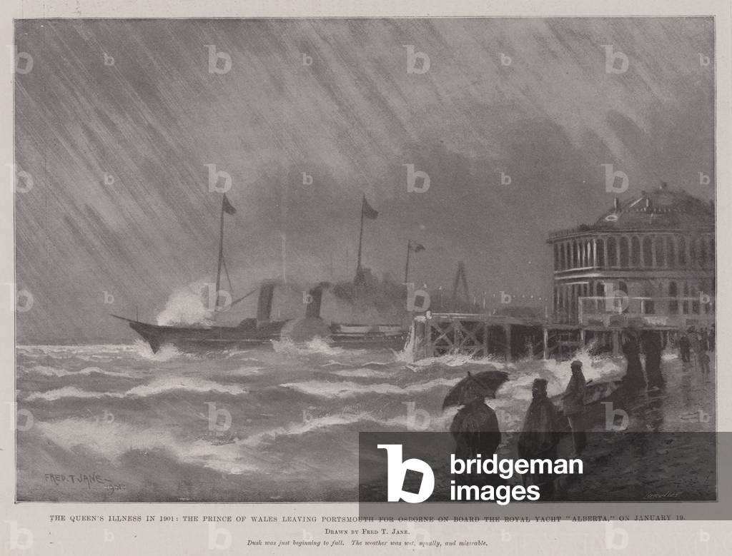 The Queen's Illness in 1901, the Prince of Wales leaving Portsmouth for Osborne on Board the Royal Yacht 