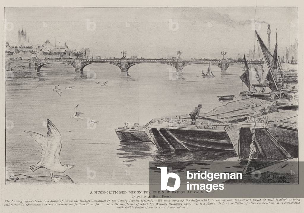 A Much-Criticised Design for the New Bridge at Vauxhall (litho)