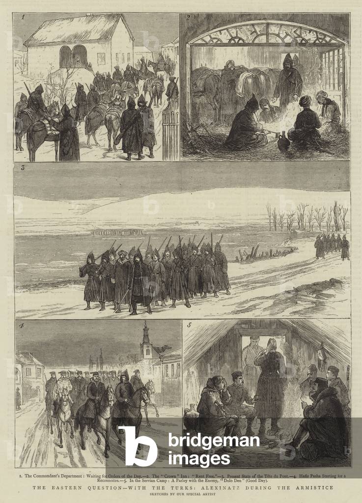 The Eastern Question, with the Turks, Alexinatz during the Armistice (engraving)
