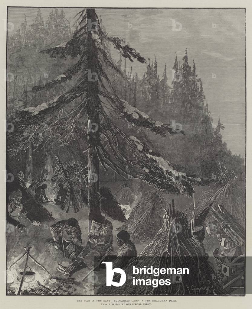 The War in the East, Bulgarian Camp in the Dragoman Pass (engraving)
