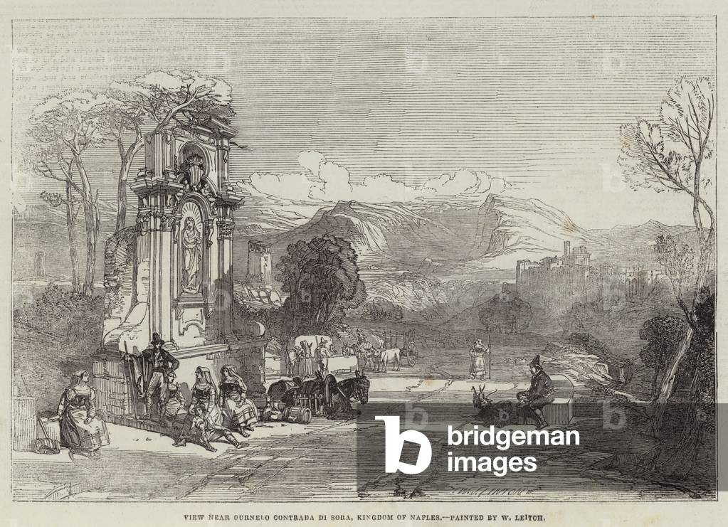 View near Ournelo Contrada di Sora, Kingdom of Naples (engraving)
