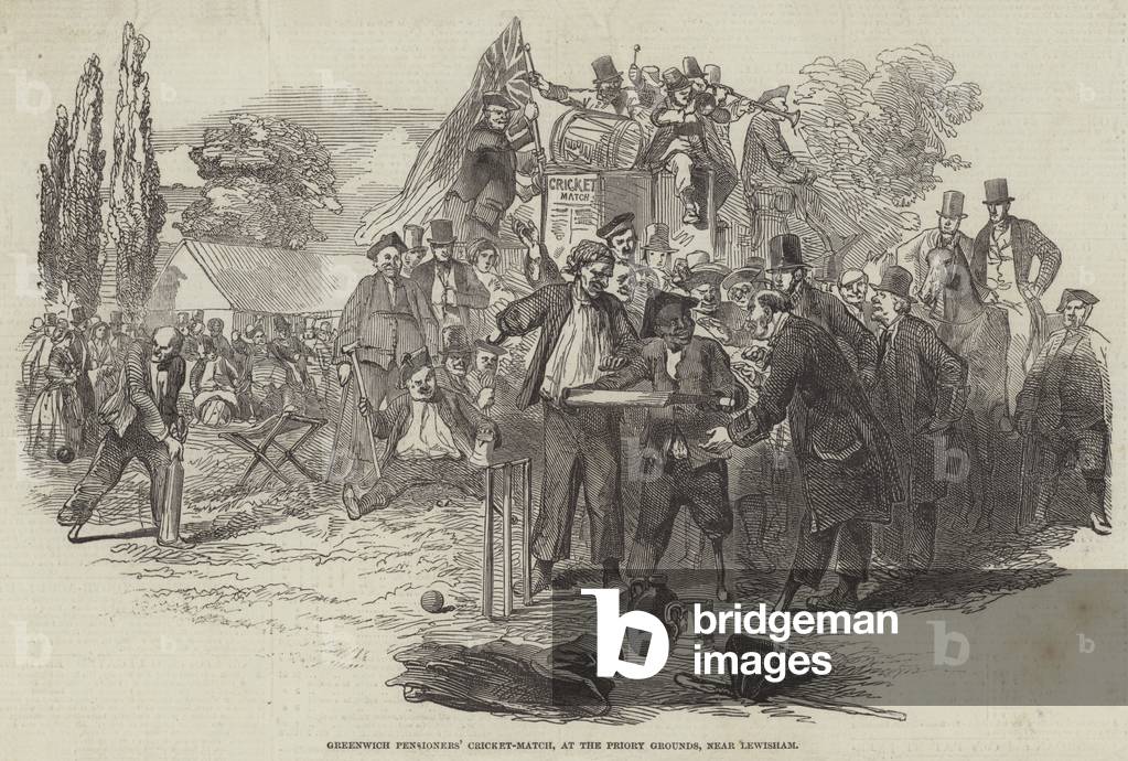 Greenwich Pensioners' Cricket-Match, at the Priory Grounds, near Lewisham (engraving)