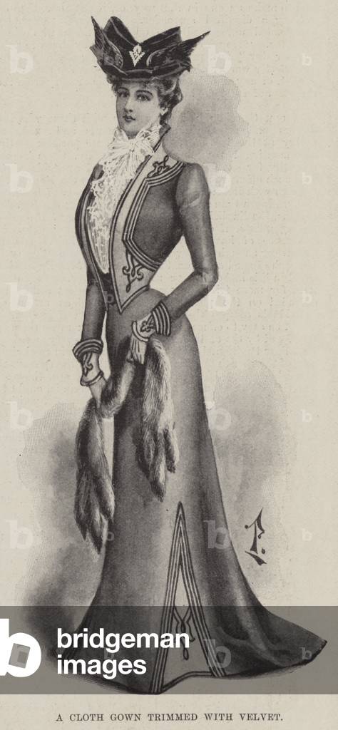 A Cloth Gown trimmed with Velvet (litho)