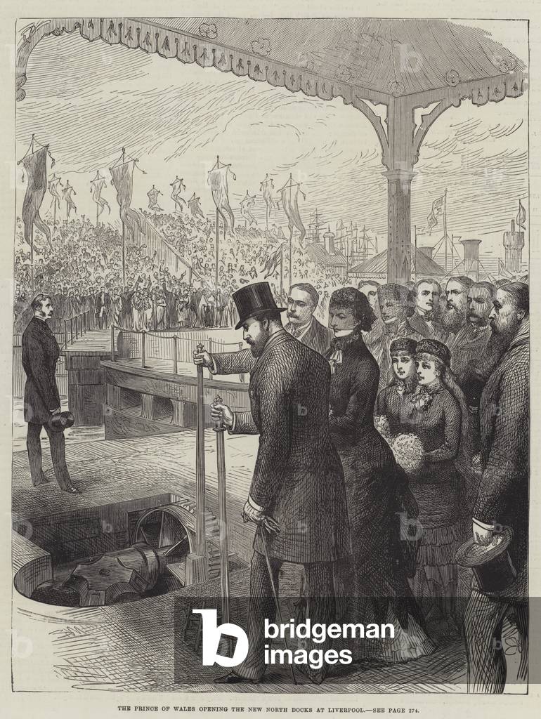 The Prince of Wales opening the New North Docks at Liverpool (engraving)