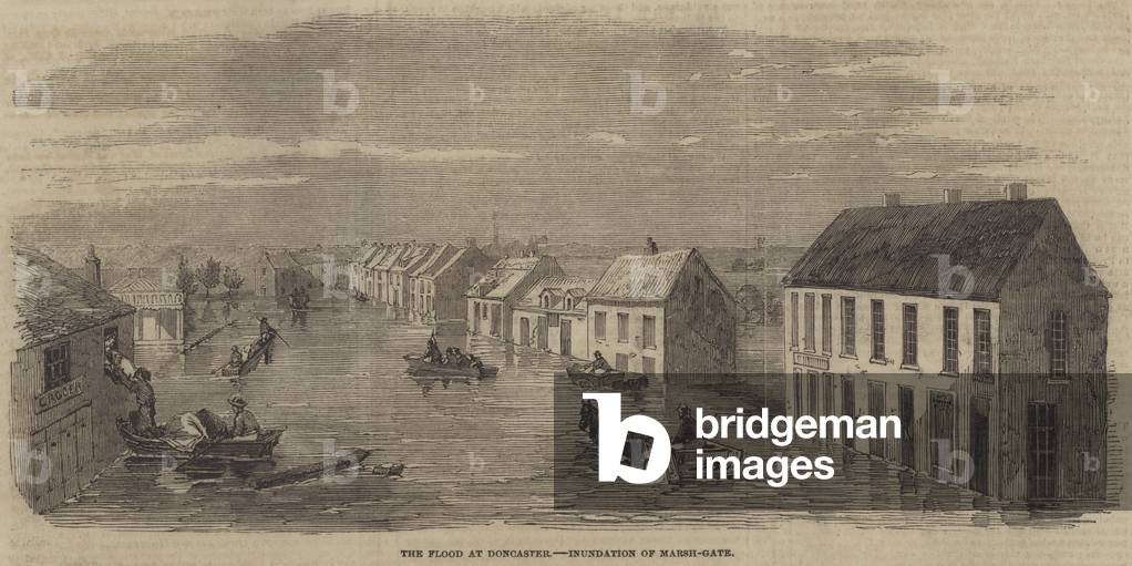 The Flood at Doncaster, Inundation of Marsh-Gate (engraving)