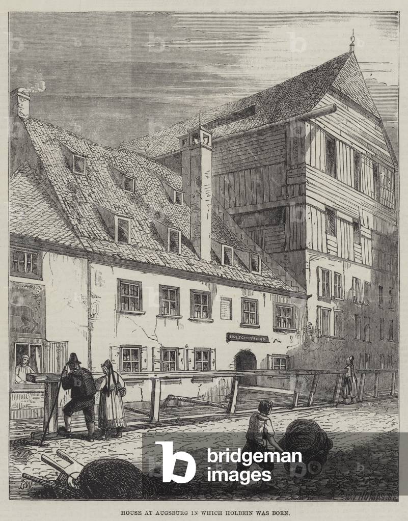 House at Augsburg in which Holbein was born (engraving)