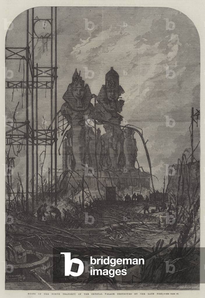 Ruins of the North Transept of the Crystal Palace destroyed by the late Fire (engraving)