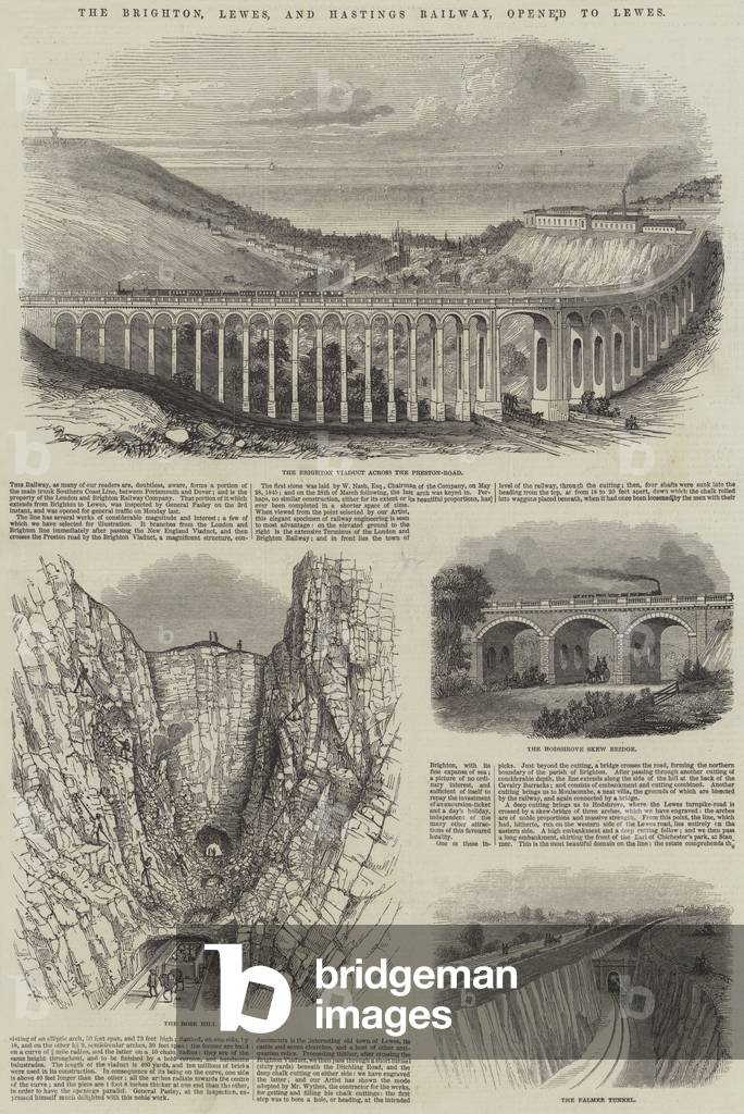 The Brighton, Lewes, and Hastings Railway, opened to Lewes (engraving)
