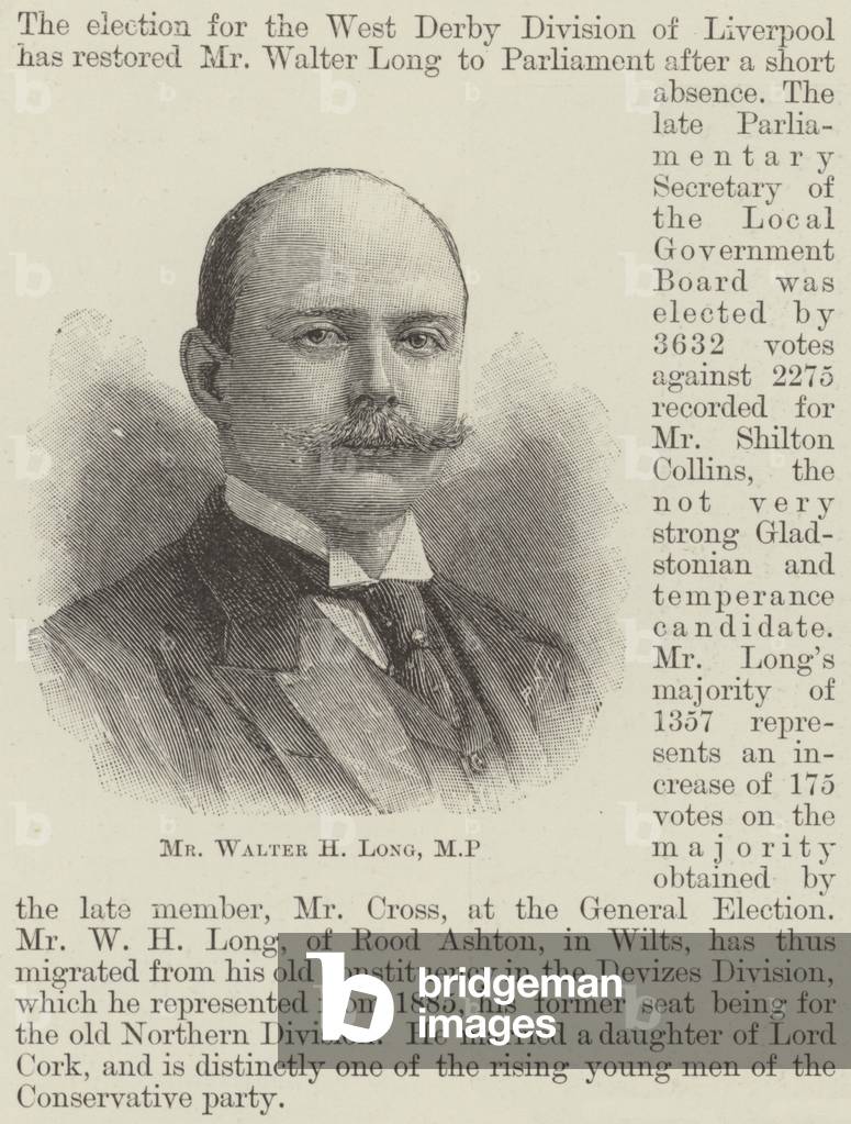 Mr Walter H Long, MP (engraving)
