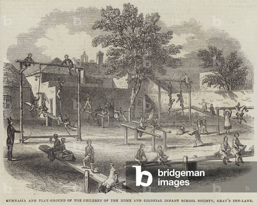 Gymnasia and Play-Ground of the Children of the Home and Colonial Infant School Society, Gray's Inn-Lane (engraving)